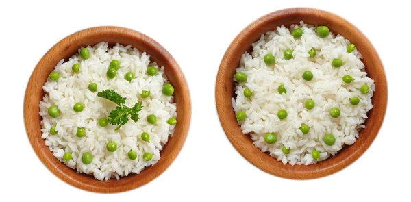 Рис Зеленым Горошком Белом Фоне — стоковое фото