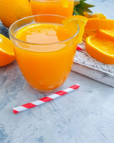Fresh Orange Juice Pineapple Background — Stock Photo, Image