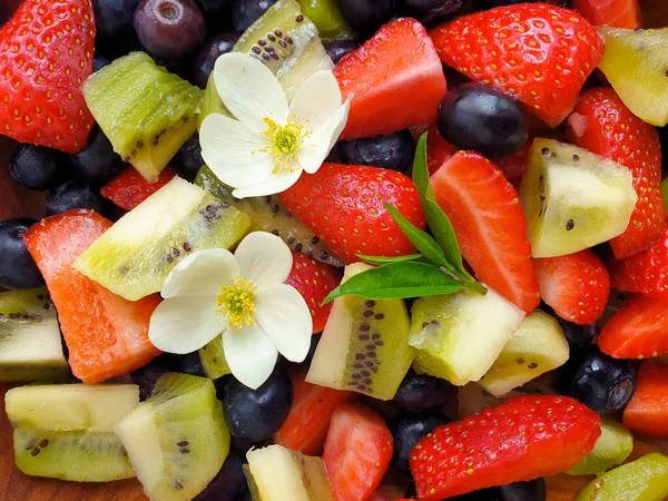 Mix Strawberry Blueberry Kiwi Background — Stock Photo, Image