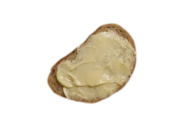 Pão Manteiga Isolados Sobre Fundo Branco — Fotografia de Stock