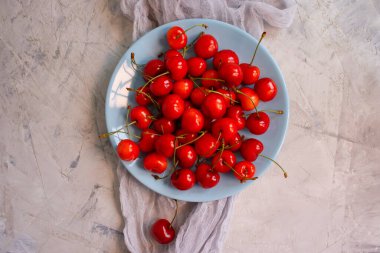 ripe cherry on a concrete background