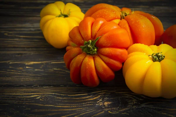 Fresh Tomatoes Wooden Background Ripe — Stock Photo, Image