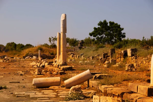 Zabytkowa Architektura Ruin Amfiteatru Starożytnego Miasta Side — Zdjęcie stockowe