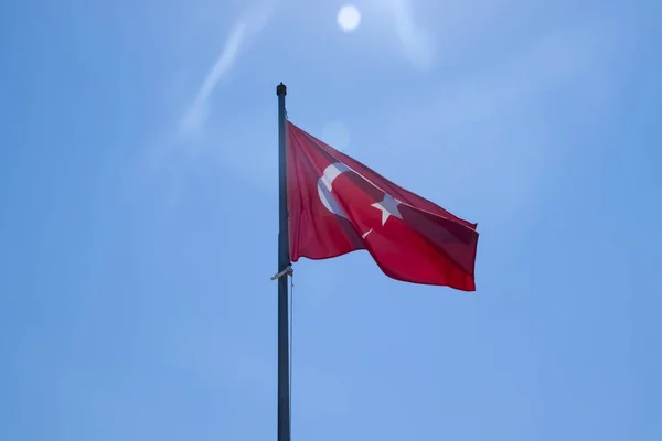 Флаг Турции Фоне Неба — стоковое фото