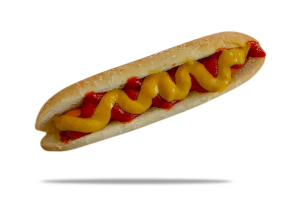 Hot Dog Απομονώνονται Λευκό Φόντο — Φωτογραφία Αρχείου