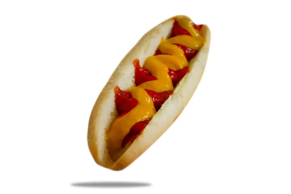 Hot Dog Izolované Bílém Pozadí — Stock fotografie