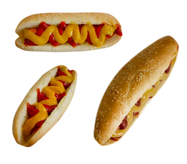 Hot Dog Geïsoleerd Witte Achtergrond — Stockfoto