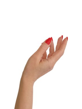 Beyaz arka planda izole edilmiş kadın el manikürü