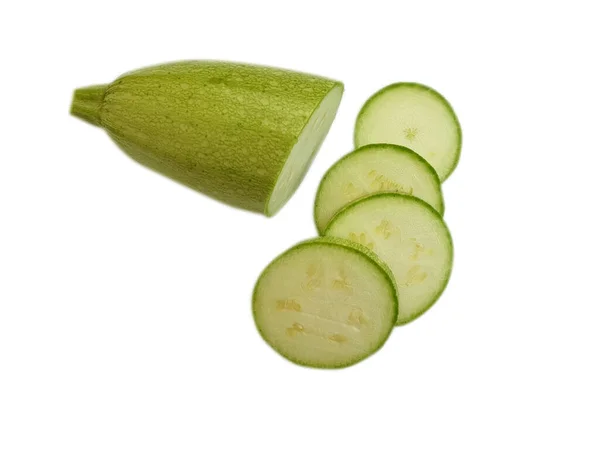 Gesneden Courgette Geïsoleerd Witte Achtergrond — Stockfoto