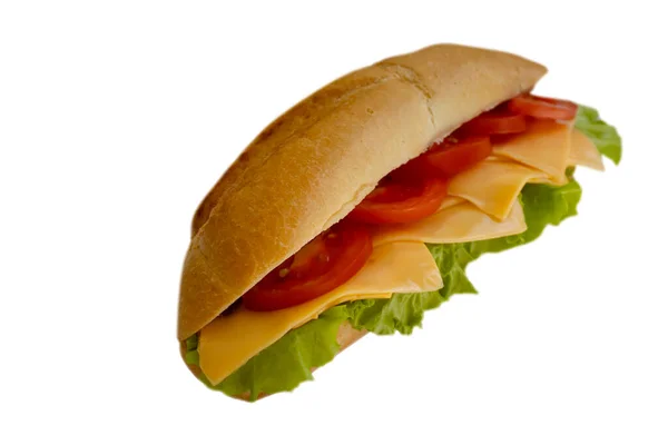 Sandwich Met Kaas Tomaat Geïsoleerd Witte Achtergrond — Stockfoto