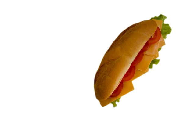 Sandwich Met Kaas Tomaat Geïsoleerd Witte Achtergrond — Stockfoto