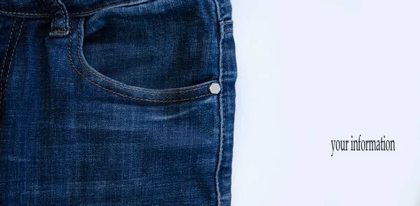 Denim Blue Fabric Closeup Background Pocket — Stock Photo, Image