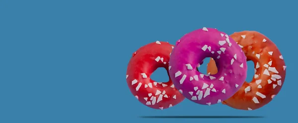 Donut Redondo Fundo Colorido — Fotografia de Stock