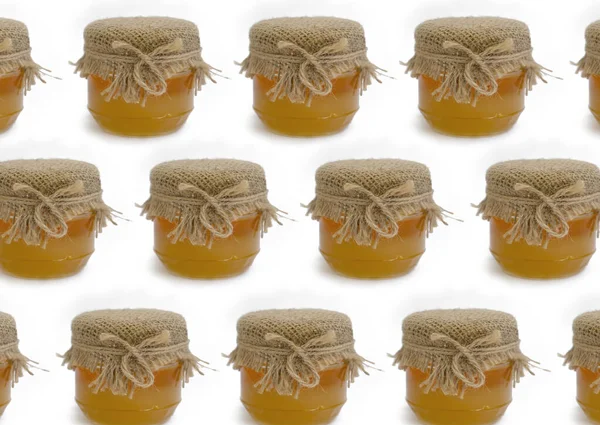 Potje Honing Geïsoleerd Witte Achtergrond — Stockfoto