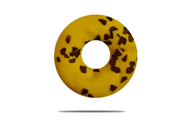 Donut Redondo Isolado Fundo Branco — Fotografia de Stock