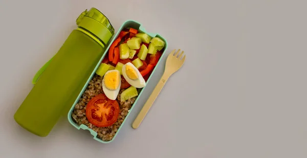 Almoço Saudável Fundo Colorido — Fotografia de Stock