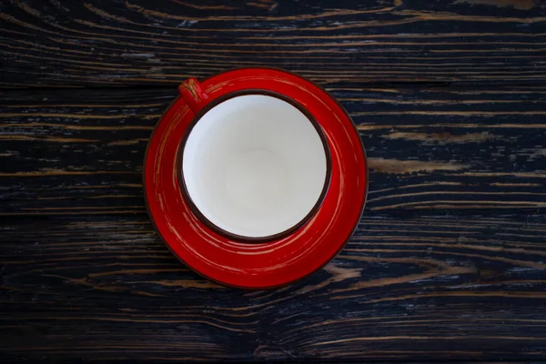 Пустая Чашка Деревянном Фоне — стоковое фото