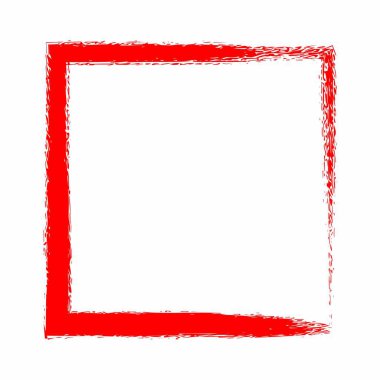 Kırmızı Fırça Doku Vuruşları ile dikdörtgen vektör Grunge Kenarlık Çerçevesi