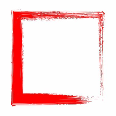 Kırmızı grunge fırça vektör çerçeve kenarlığı ağır kaba boya dokusu ana grafik vektörü ile