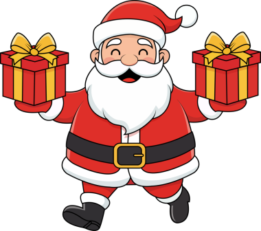 Sevimli Noel Baba Karakteri Hediye Kutuları Çizgi Film Biçimi