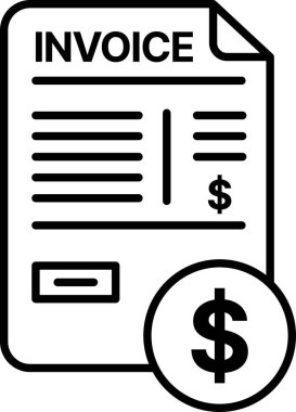 Muhasebe faturalarını temsil eden döviz sembollü bir fatura simgesi gösteren fatura simgesi ödeme kayıtları mali belgeler ve ticari işlemler.