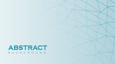 Teknoloji markalaştırma sunumları ve temiz dijital düzenler için uygun açık mavi bir yüzey üzerinde çokgen ağ çizgileri içeren modern soyut arkaplan.