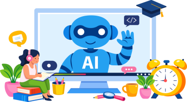 Çevrimiçi dersler için yapay zeka destekli öğretim asistanı, e-öğrenme platformları, eğitim uygulamaları, sanal sınıflar, kurs web siteleri ve dijital eğitim pazarlaması için uygun.