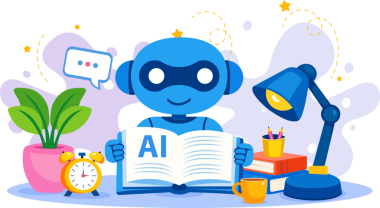 Kodlama ekranı ve geliştirici arayüzü olan yapay zeka robotu. Yazılım geliştirme web siteleri, programlama kursları, teknoloji girişimleri ve SaaS pazarlama materyalleri için ideal.