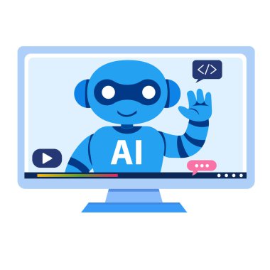 EdTech uygulamaları, eğitim web siteleri, çevrimiçi kurs platformları, sunumlar ve dijital sınıf pazarlaması için yapay zeka ekran simgesi ideali.