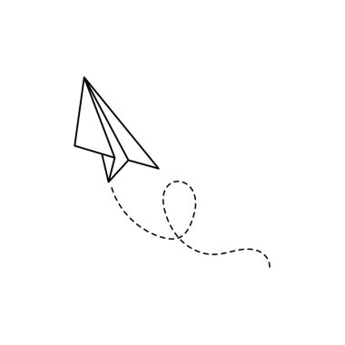 Düz stil kağıt uçak ikonu. beyaz arkaplanda izole edilmiş düzlem vektör çizimi. Uçak işletme konsepti