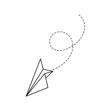 Kağıttan uçak. doğrusal vektör çizimi.