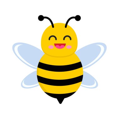 Beyaz arkaplanda karikatür tarzında izole edilmiş bir arı simgesi. Arı stoku sembolü. vektör illüstrasyonu