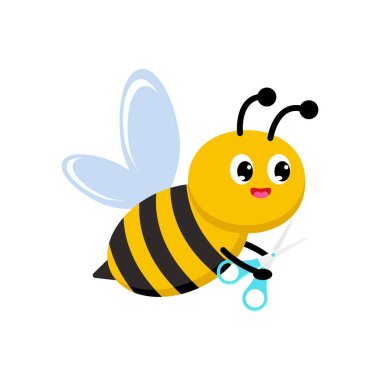 Arı çizgi film ikonu. Şirin arı ikonu. renkli vektör