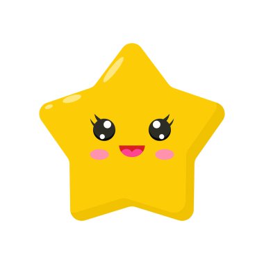 Sevimli çizgi film sarı gülücük yıldız vektör tasarımı
