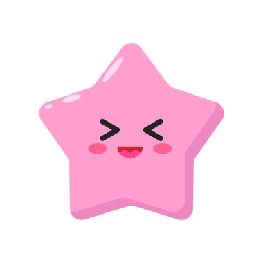 Şirin kawaii pembe yıldız ve yüz ifadesi