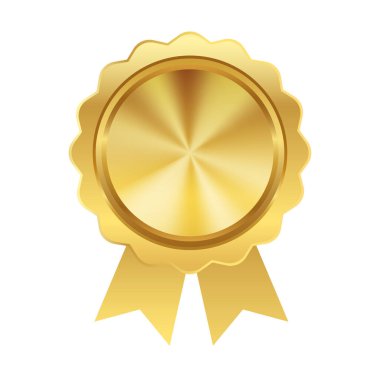 Altın madalya ikonu. Beyaz arkaplanda izole edilmiş web tasarımı için altın madalya vektör simgesi çizgi filmi