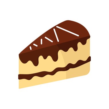 Bir dilim çikolatalı pasta, vektör illüstrasyonu, renk simgesi
