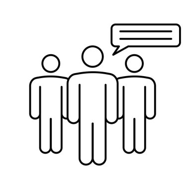 İnsanların satır biçimi simgesine sahip konuşma balonu