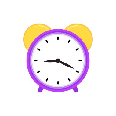 Alarm saat simgesi beyaz arkaplan vektör çiziminde izole edilmiş düz stil