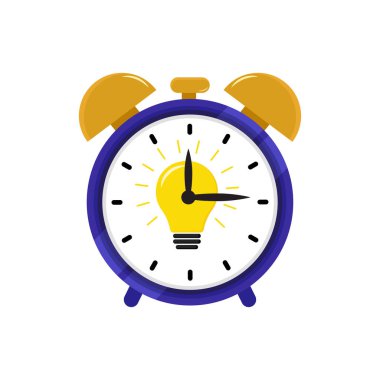 Alarm saat simgesi. Web tasarımı için alarmlı saat vektör simgesinin düz çizimi