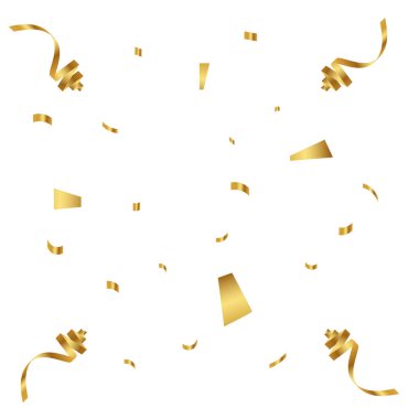 Altın konfetili altın parıltılı vektör arkaplanı.