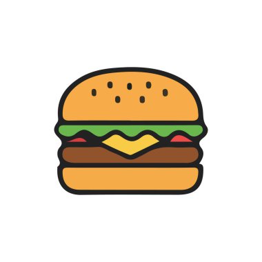 Beyaz arkaplanda izole edilmiş son moda burger simgesi.