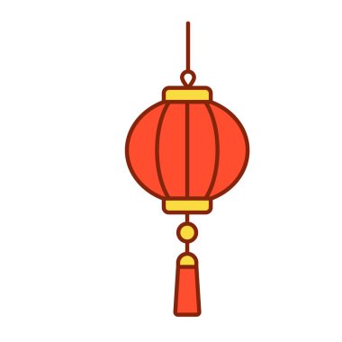 Beyaz arka planda Çin feneri ikonu vektörü, Çince işaret, Çince yeni yıl sembolleri.