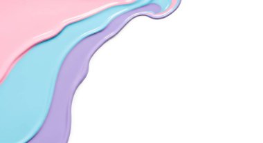 Kozmetik jel ve sıvı sıçrama, pembe arka planda, üst görünümde..