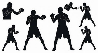 Boks eldivenli bir adamın vektör silueti..
