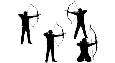 Beyaz arkaplanda okçunun vektör silueti.