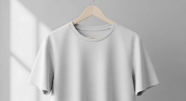 Gri arka planda beyaz tişört modeli. 3d resimleme