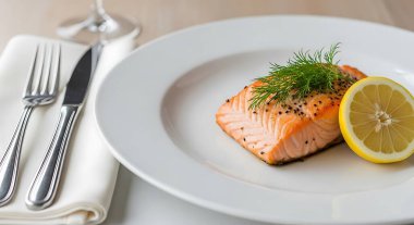 Beyaz arkaplanda somon filetosu