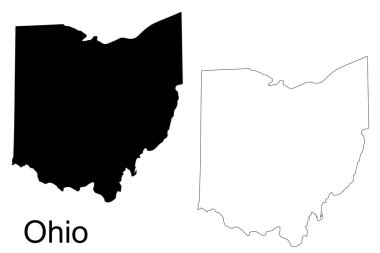 Ohio eyaletinin iki temsilcisi, bir siyah siluet ve bir beyaz taslak, beyaz arka planda yan yana sunuluyor..