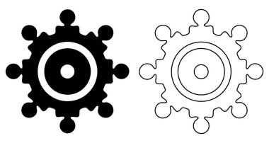 Şekil verilmiş ekipman ya da kar tanesi seti siyah beyaz. çözünürlük. Net detaylar ve canlı renkler görsel cazibeyi artırır....